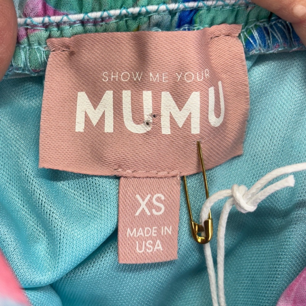 Show Me Your Mumu Floral Tiered Maxi Dress Pink‎ Blue Ruffle Smocked XS New - Picture 4 of 12